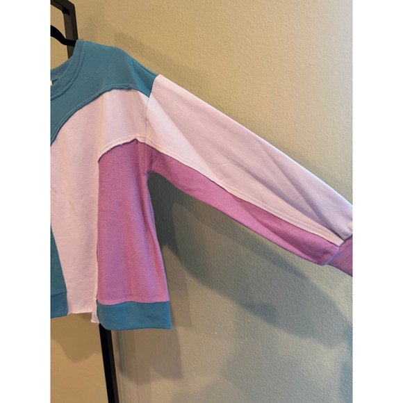 Easel 100% Cotton Color Block Sweatshirt in Multi Colors Size S - Picture 4 of 10